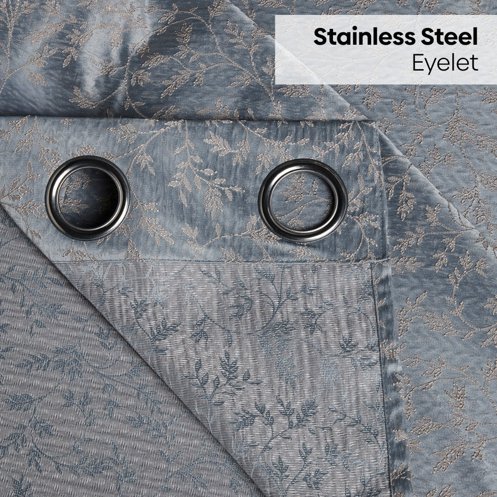 Polyester Jacquard Window Curtains Misty Fern Powder, Blue