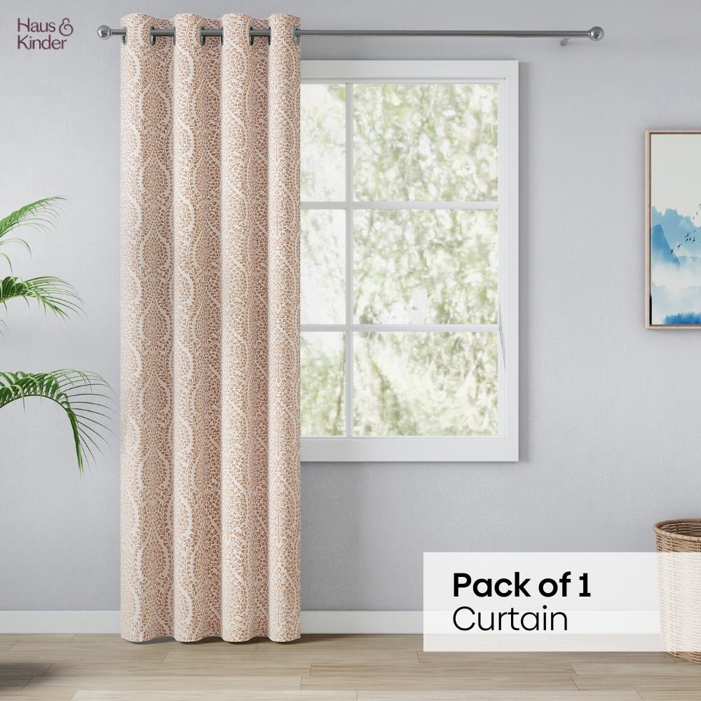 Poly Cotton Jacquard Curtain Rustic Vine, Peach - Jacquard Curtains | haus & kinder