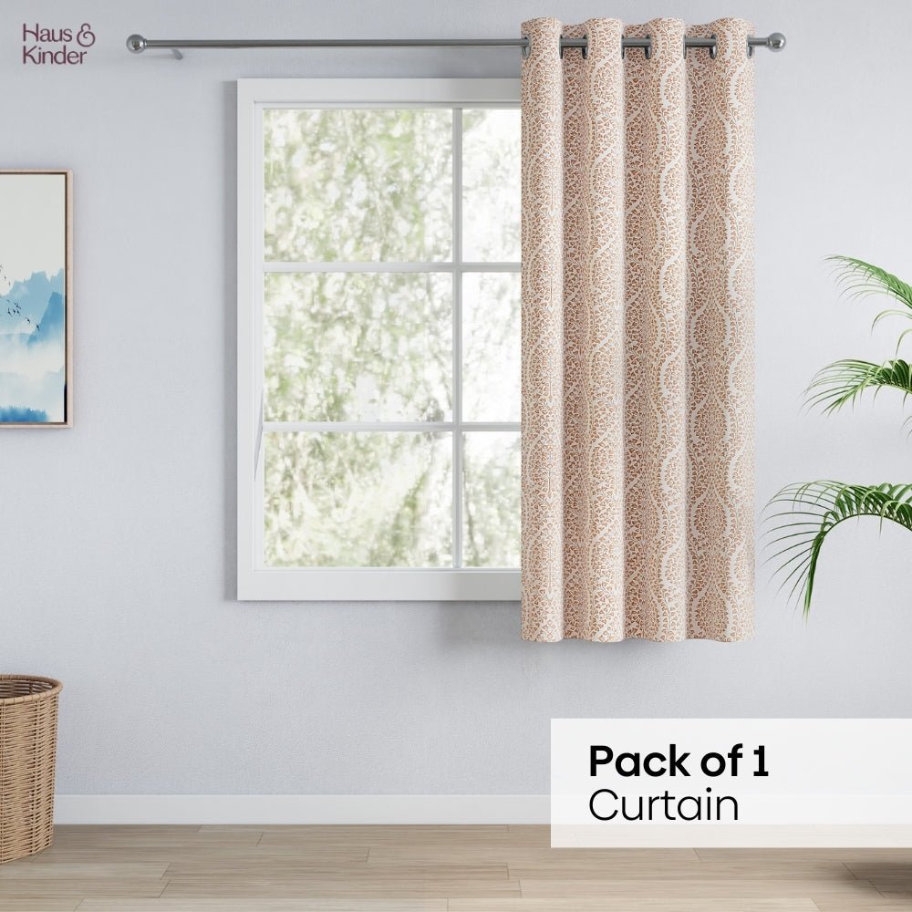 Poly Cotton Jacquard Curtain Rustic Vine, Peach - Jacquard Curtains | haus & kinder