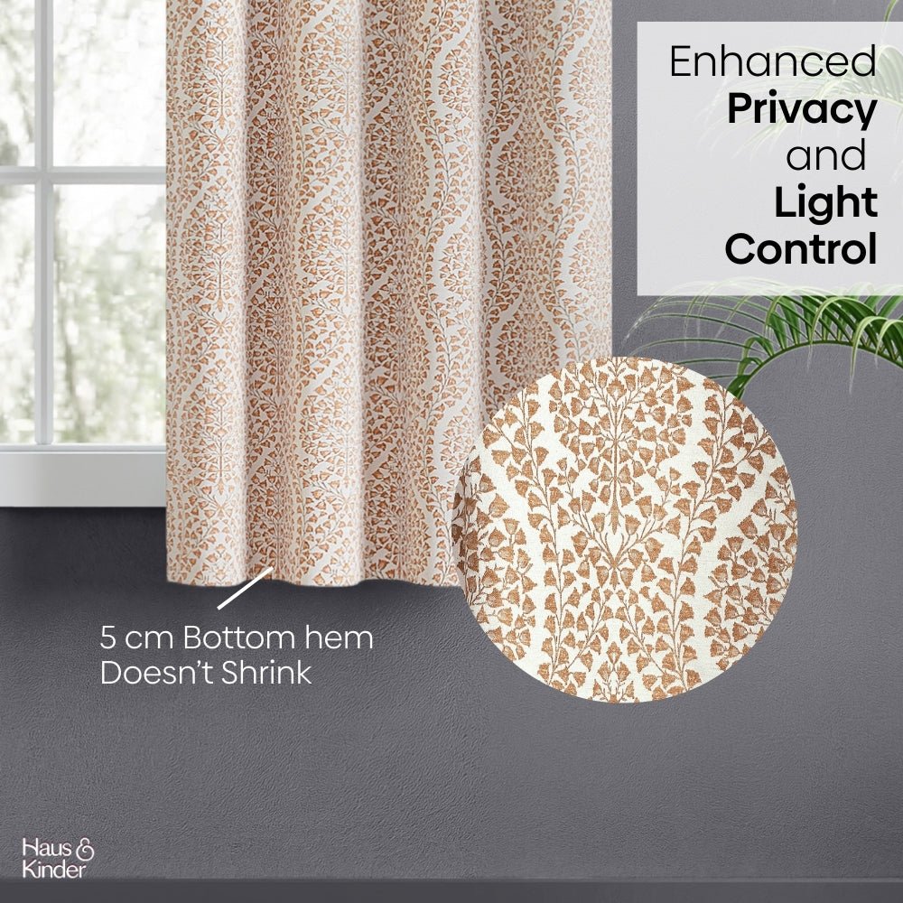 Poly Cotton Jacquard Curtain Rustic Vine, Peach - Jacquard Curtains | haus & kinder