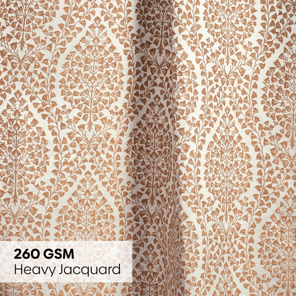 Poly Cotton Jacquard  Window Curtain Rustic Vine, Peach