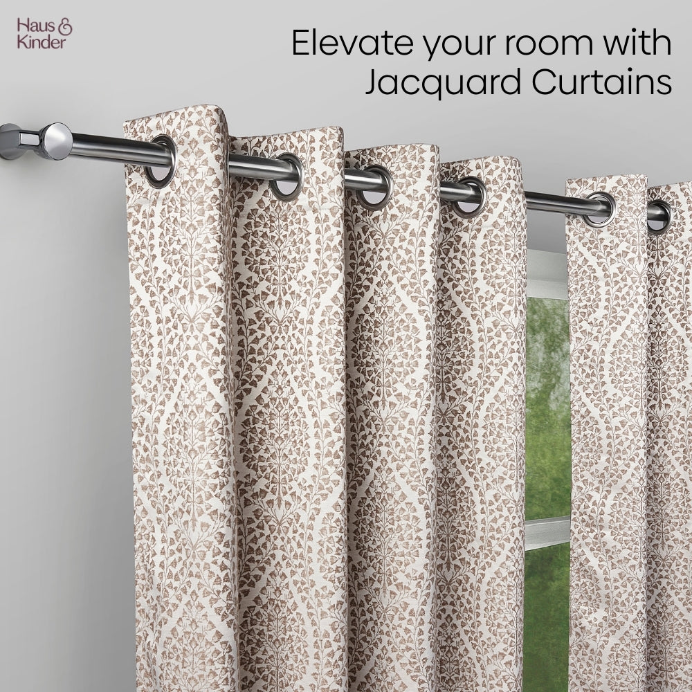 Poly Cotton Jacquard  Door Curtain Woodland Trail, Cadbury