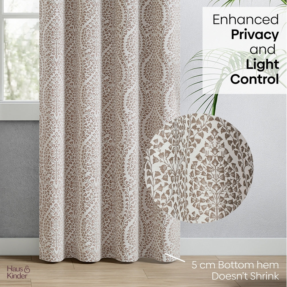 Poly Cotton Jacquard Curtain Woodland Trail, Cadbury
