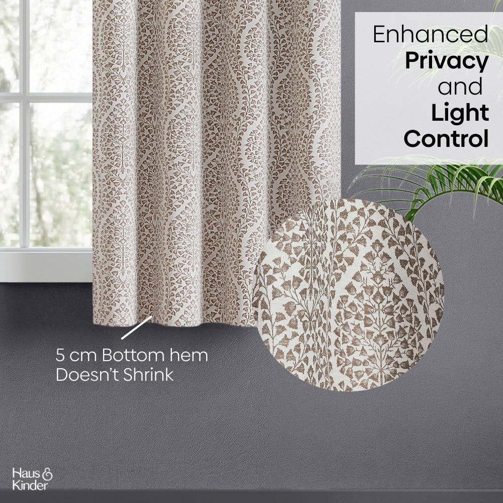 Poly Cotton Jacquard Curtain Woodland Trail, Cadbury