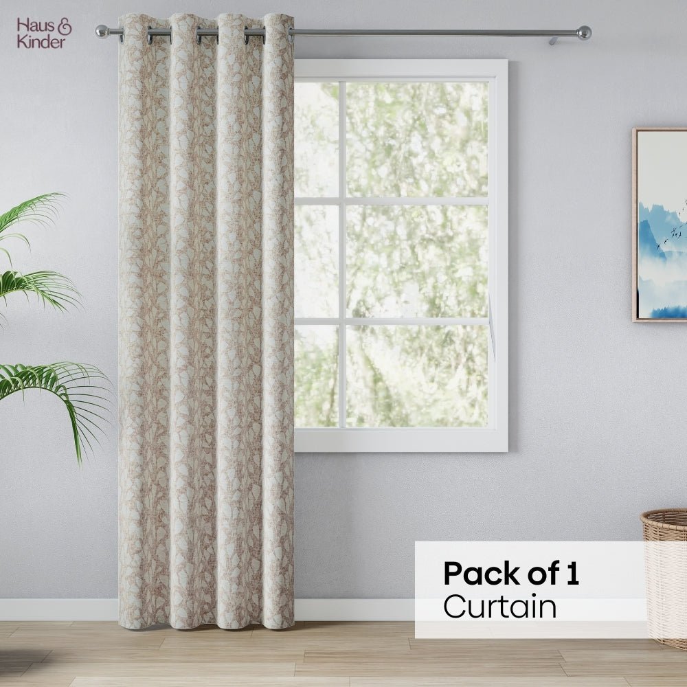 Poly Cotton Jacquard Curtain Urabn leaf, Brown - Jacquard Curtains | haus & kinder