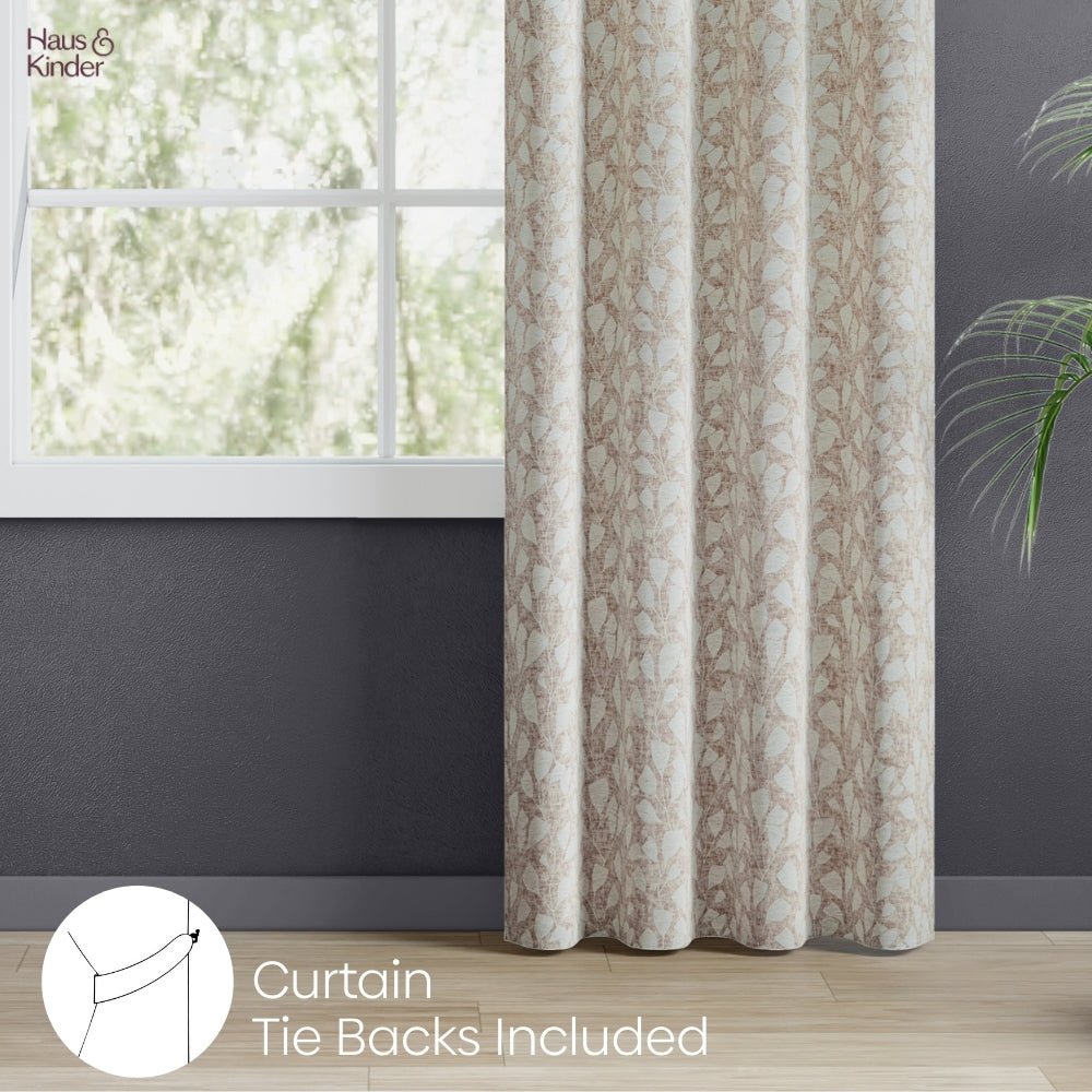 Poly Cotton Jacquard Curtain Urabn leaf, Brown - Jacquard Curtains | haus & kinder