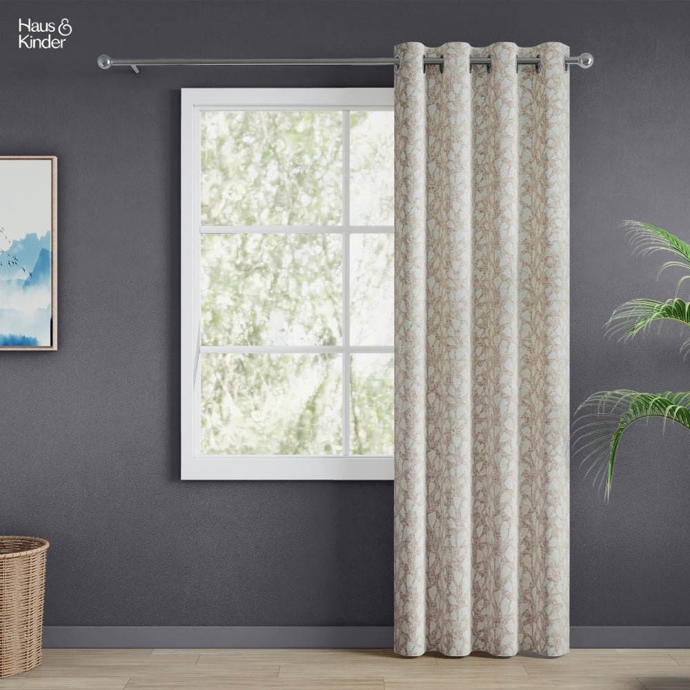 Poly Cotton Jacquard Curtain Urabn leaf, Brown - Jacquard Curtains | haus & kinder