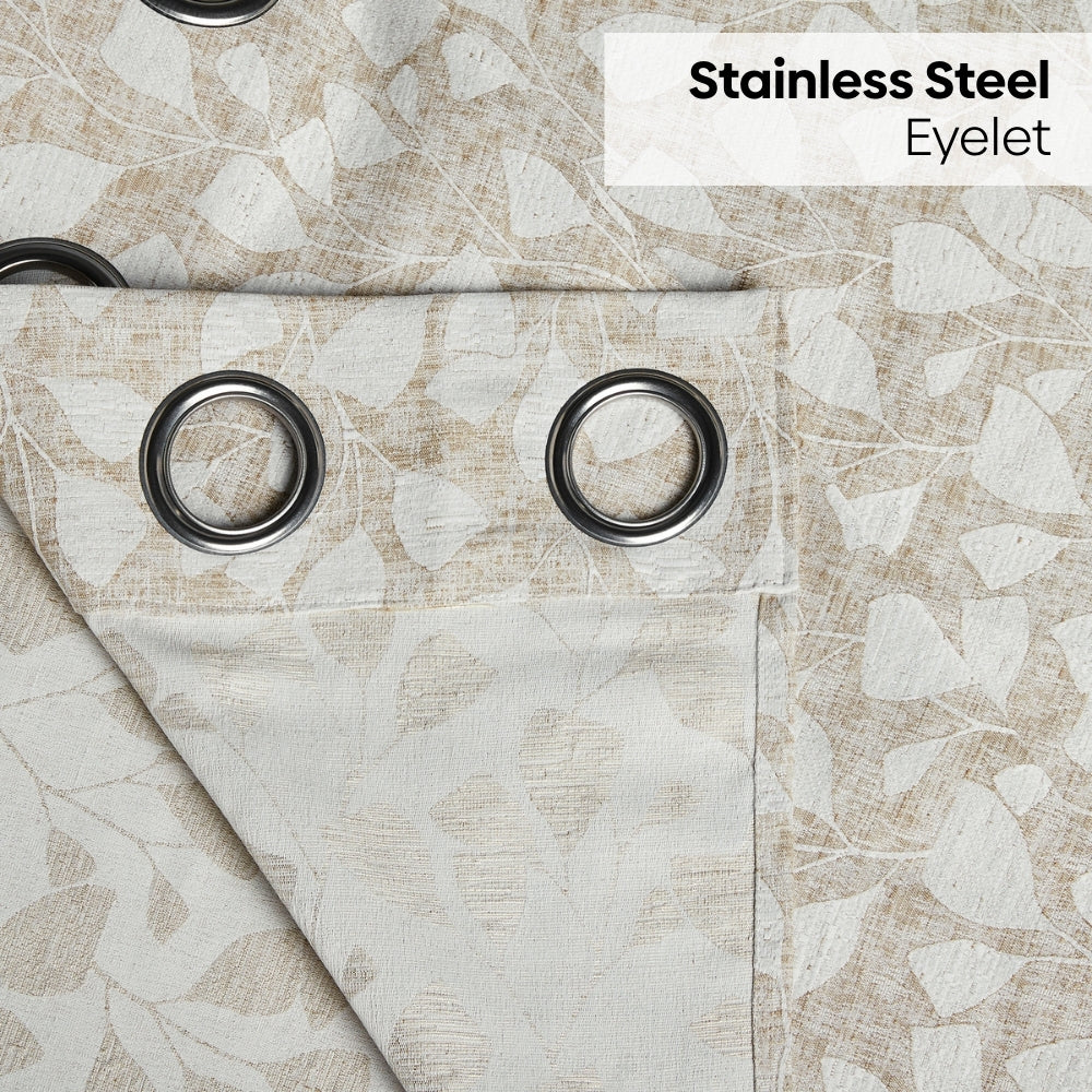 Poly Cotton Jacquard  Curtain Urabn leaf, Brown