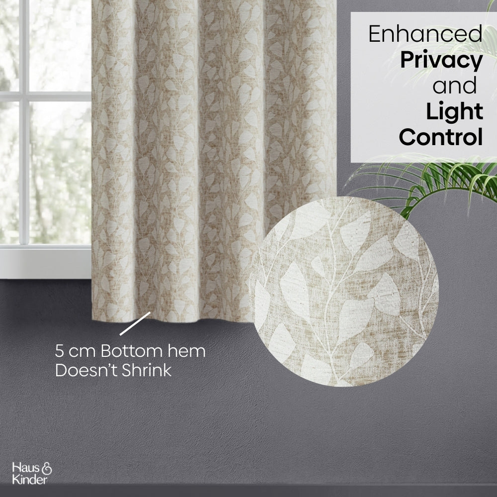 Poly Cotton Jacquard  Curtain Urabn leaf, Brown