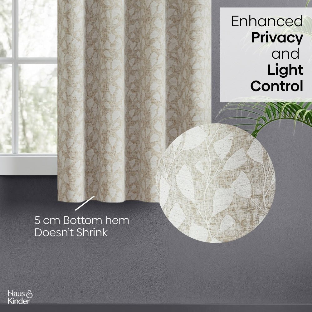 Poly Cotton Jacquard Curtain Urabn leaf, Brown - Jacquard Curtains | haus & kinder
