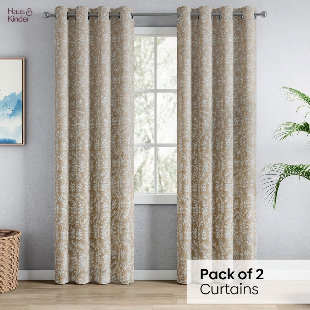 Polyester Jacquard Curtains Timeless grace, Stone - Jacquard Curtains | haus & kinder