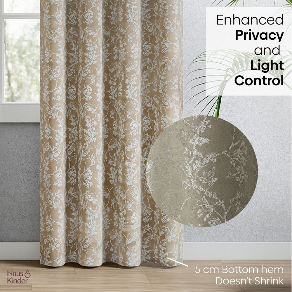 Polyester Jacquard Curtains Timeless grace, Stone - Jacquard Curtains | haus & kinder
