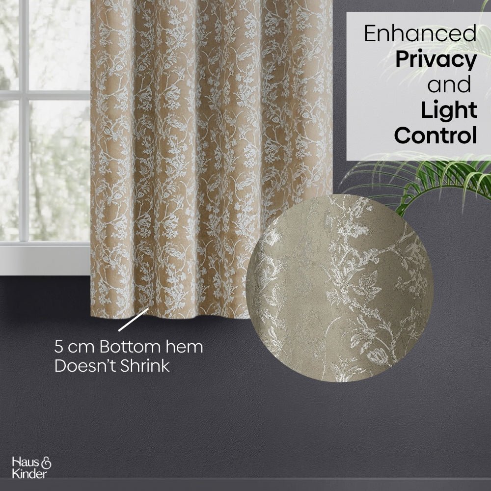 Polyester Jacquard Curtains Timeless grace, Stone - Jacquard Curtains | haus & kinder