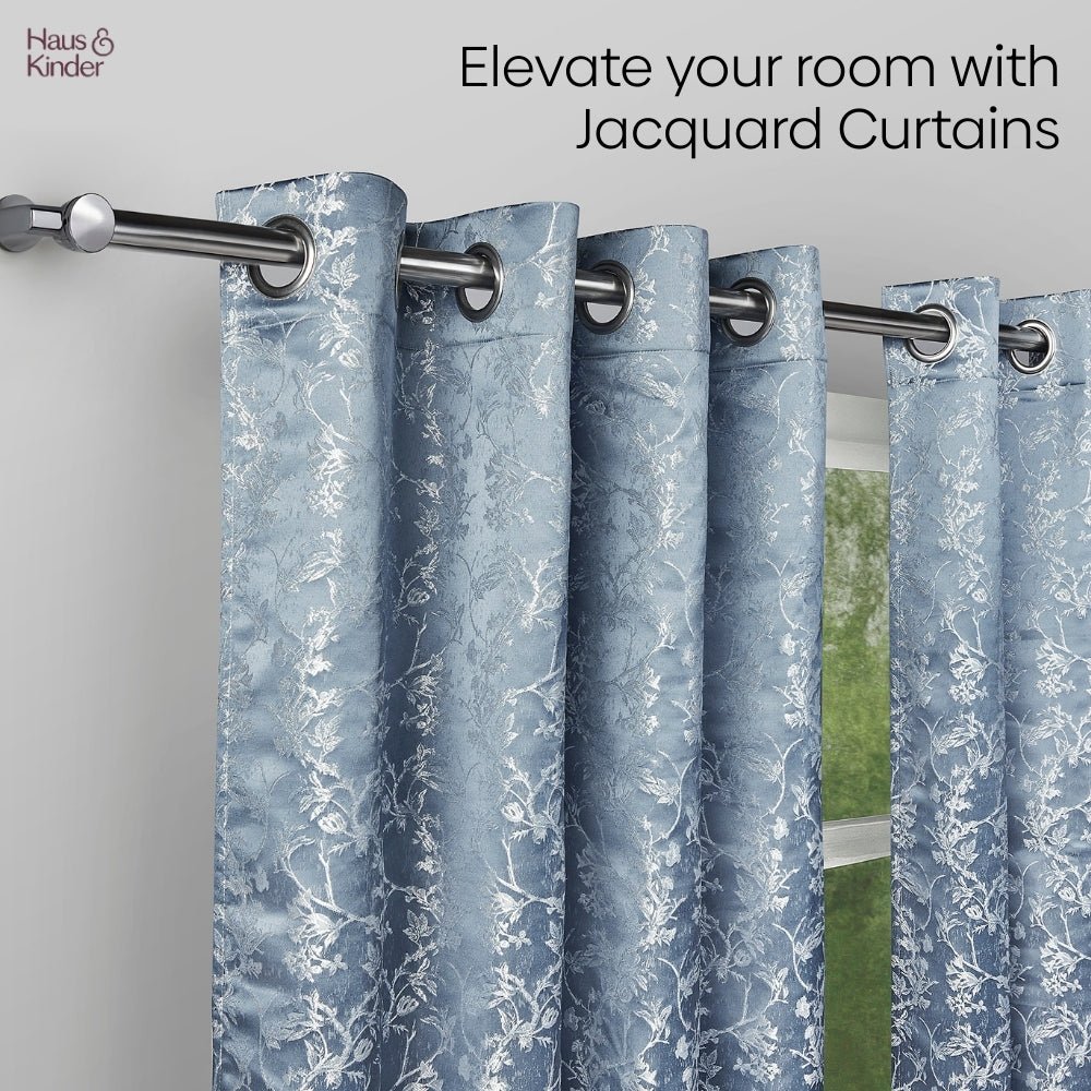 Polyester Jacquard Curtains Evening Grace, Grey - Jacquard Curtains | haus & kinder