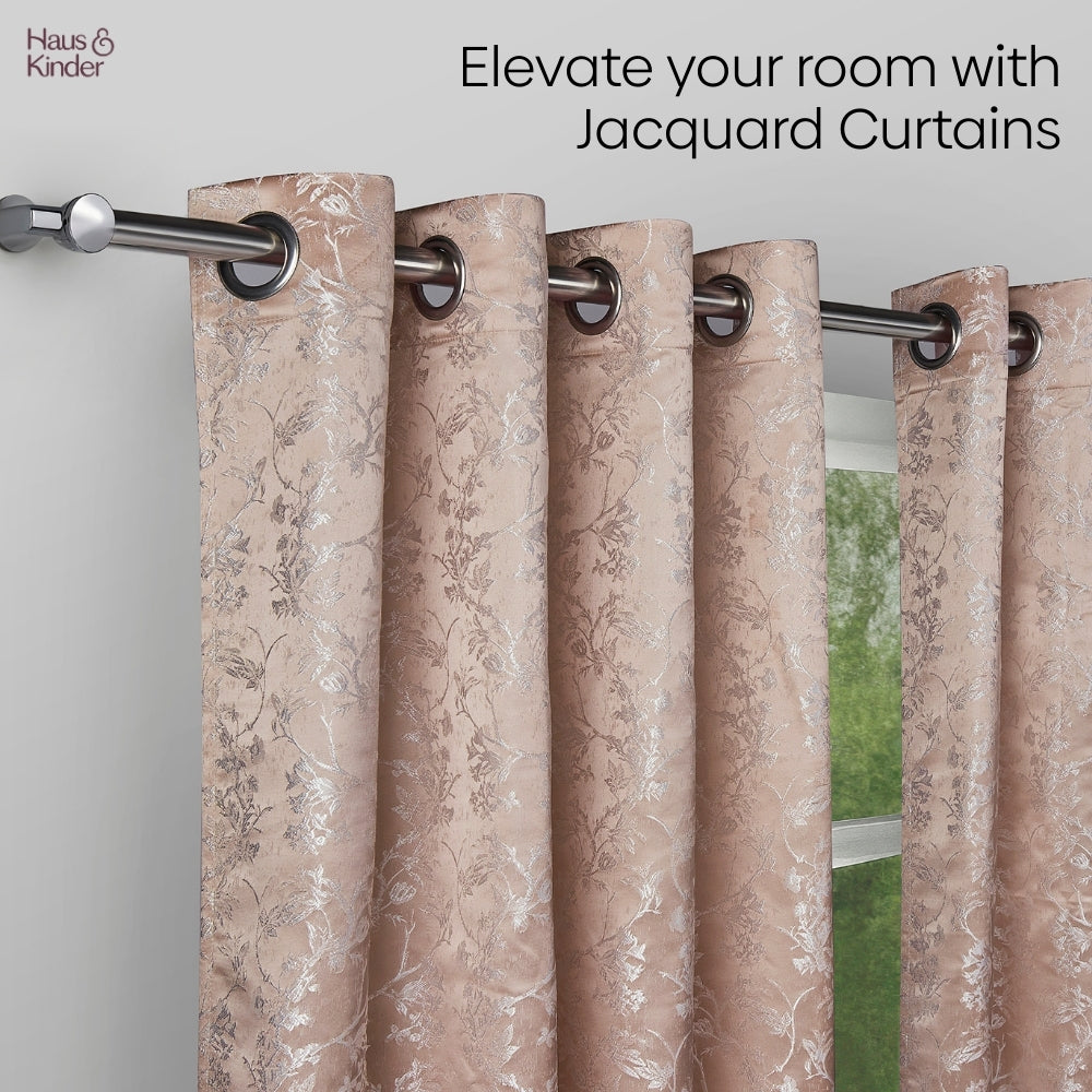 Polyester Jacquard Curtains Rosewood Grace, Rose Gold