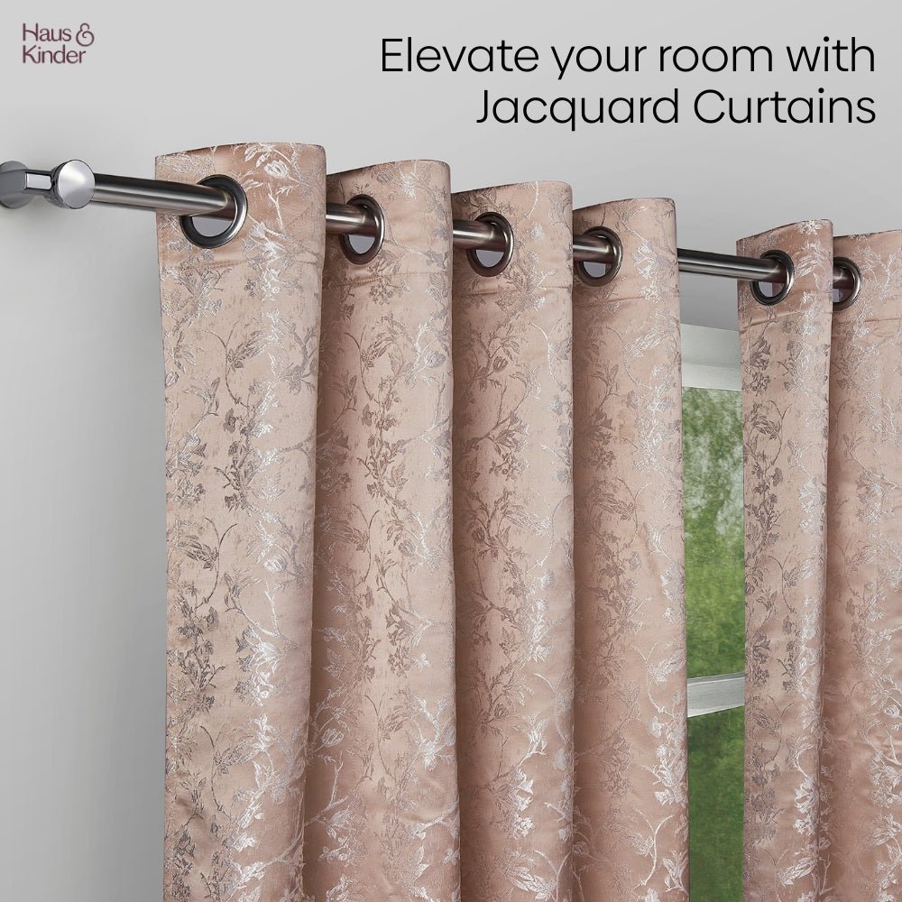 Polyester Jacquard Curtains Rosewood Grace, Rose Gold - Jacquard Curtains | haus & kinder