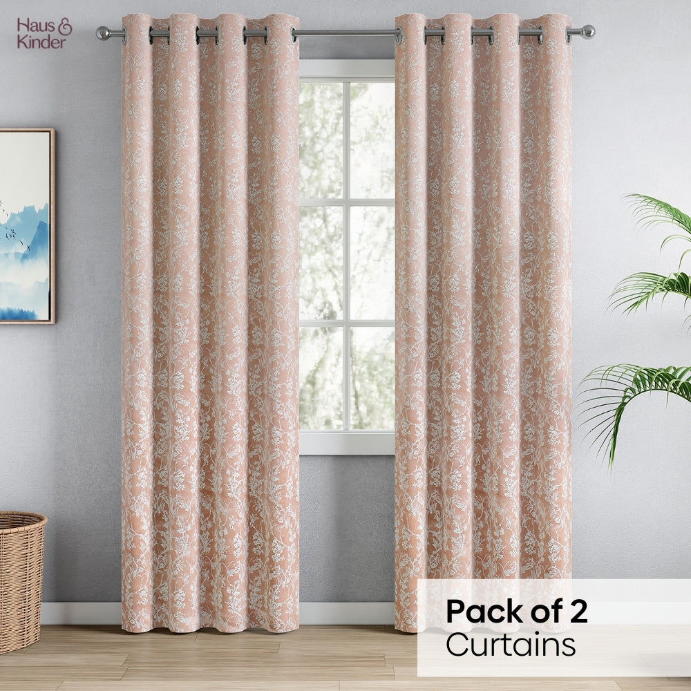 Polyester Jacquard Curtains Rosewood Grace, Rose Gold