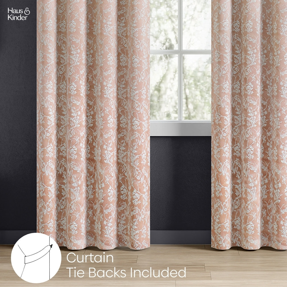 Polyester Jacquard Curtains Rosewood Grace, Rose Gold