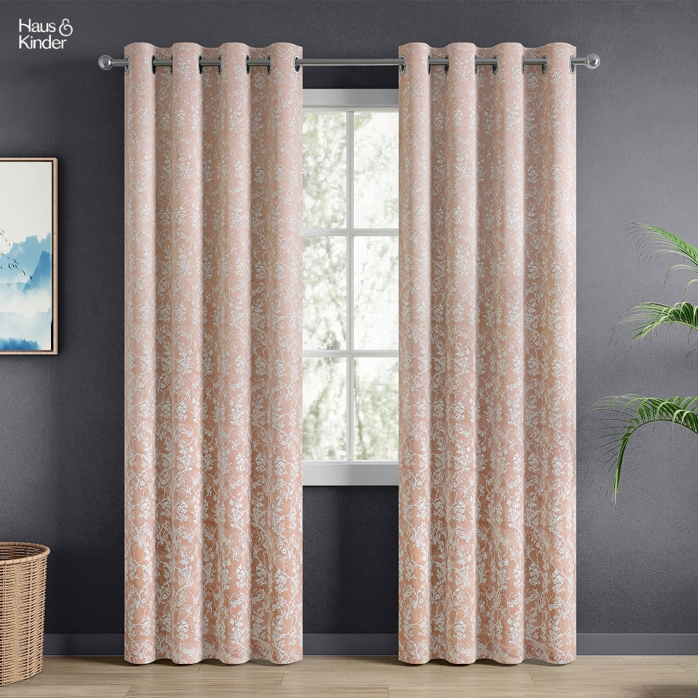 Polyester Jacquard Curtains Rosewood Grace, Rose Gold