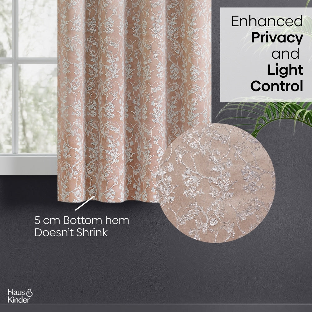Polyester Jacquard Curtains Rosewood Grace, Rose Gold