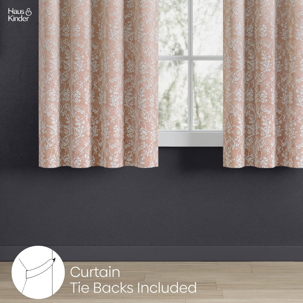 Polyester Jacquard Curtains Rosewood Grace, Rose Gold