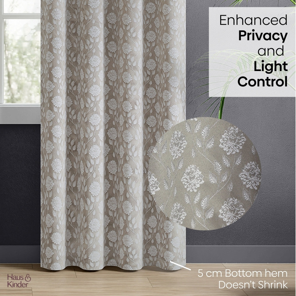 Polyester Jacquard Curtains Moonlace Drape, Stone
