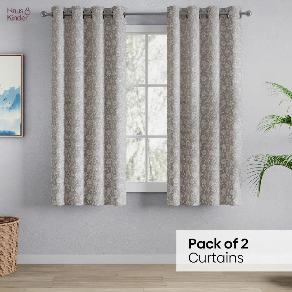 Polyester Jacquard Curtains Moonlace Drape, Stone