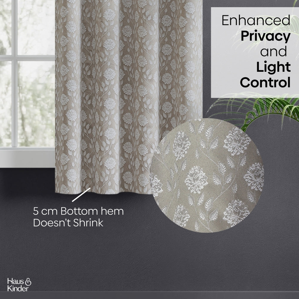 Polyester Jacquard Curtains Moonlace Drape, Stone