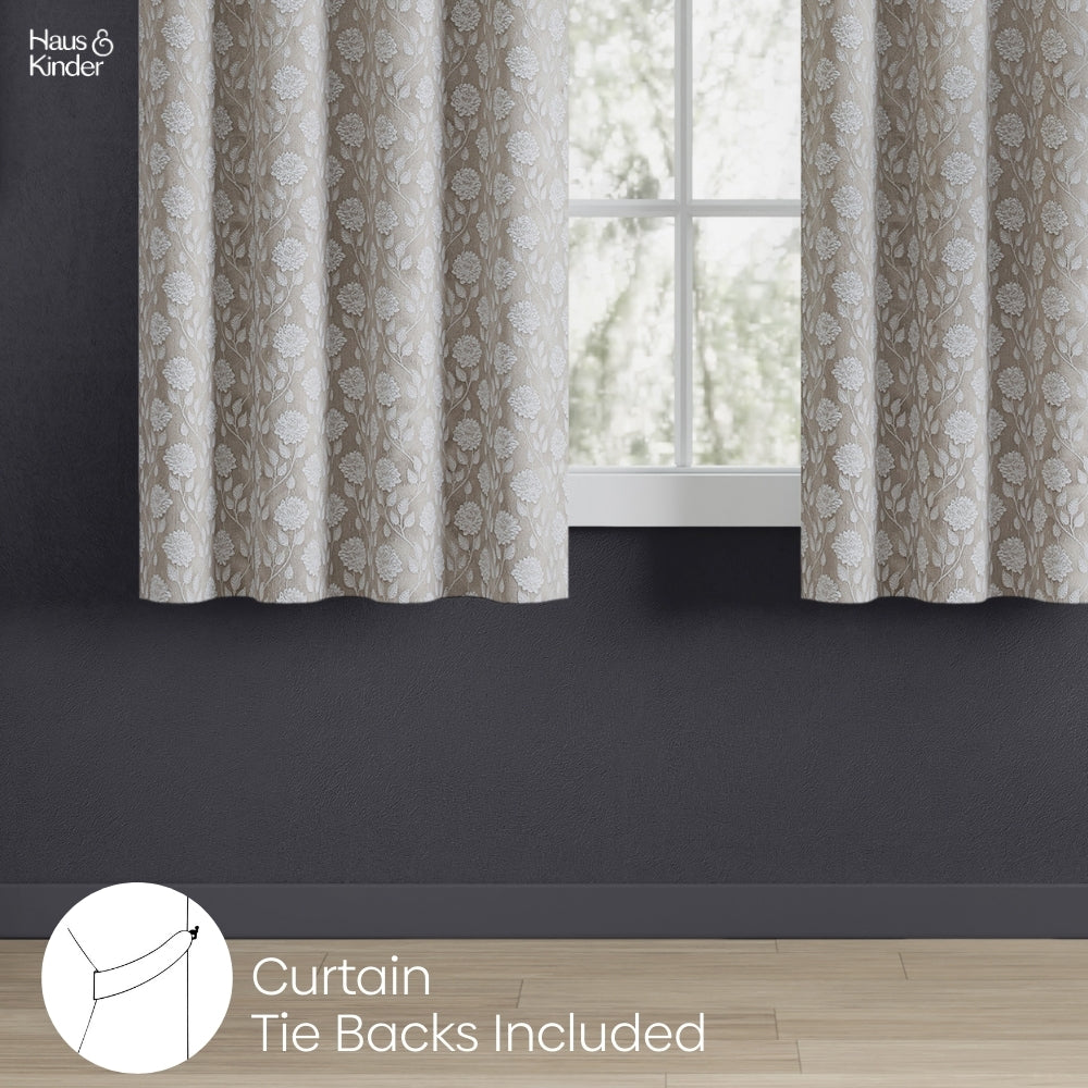 Polyester Jacquard Curtains Moonlace Drape, Stone