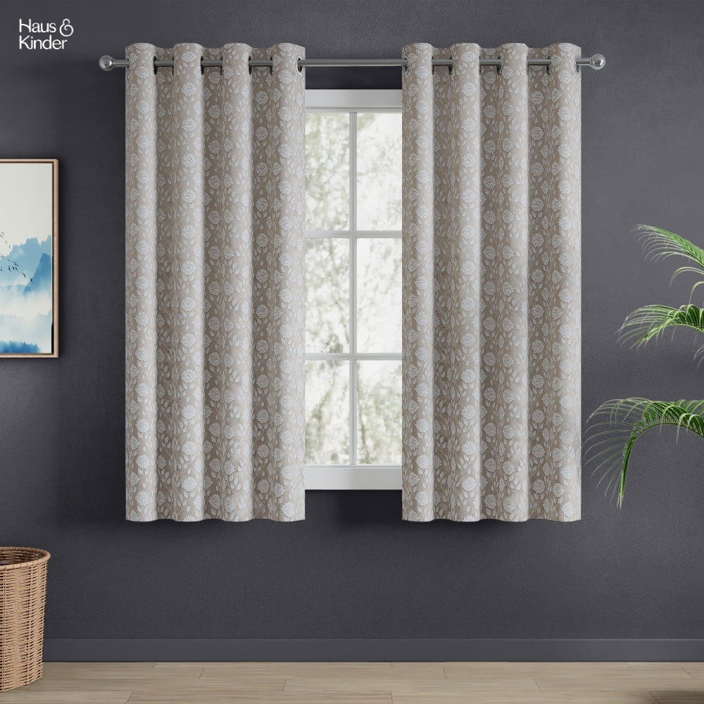 Polyester Jacquard Curtains Moonlace Drape, Stone