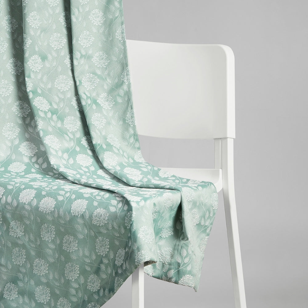 Polyester Jacquard Curtains Mint Fleur Drape, Mint