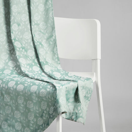 Polyester Jacquard  Curtains Mint Fleur Drape, Mint
