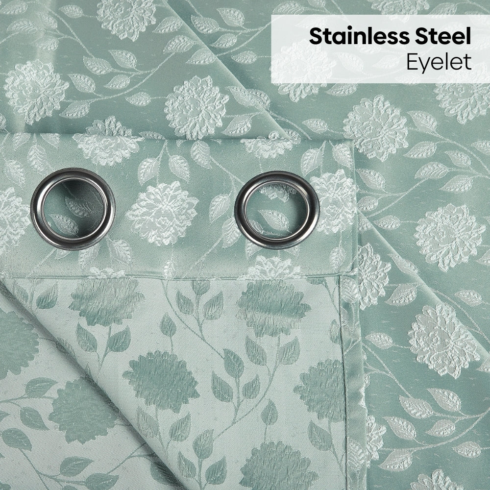 Polyester Jacquard Curtains Mint Fleur Drape, Mint