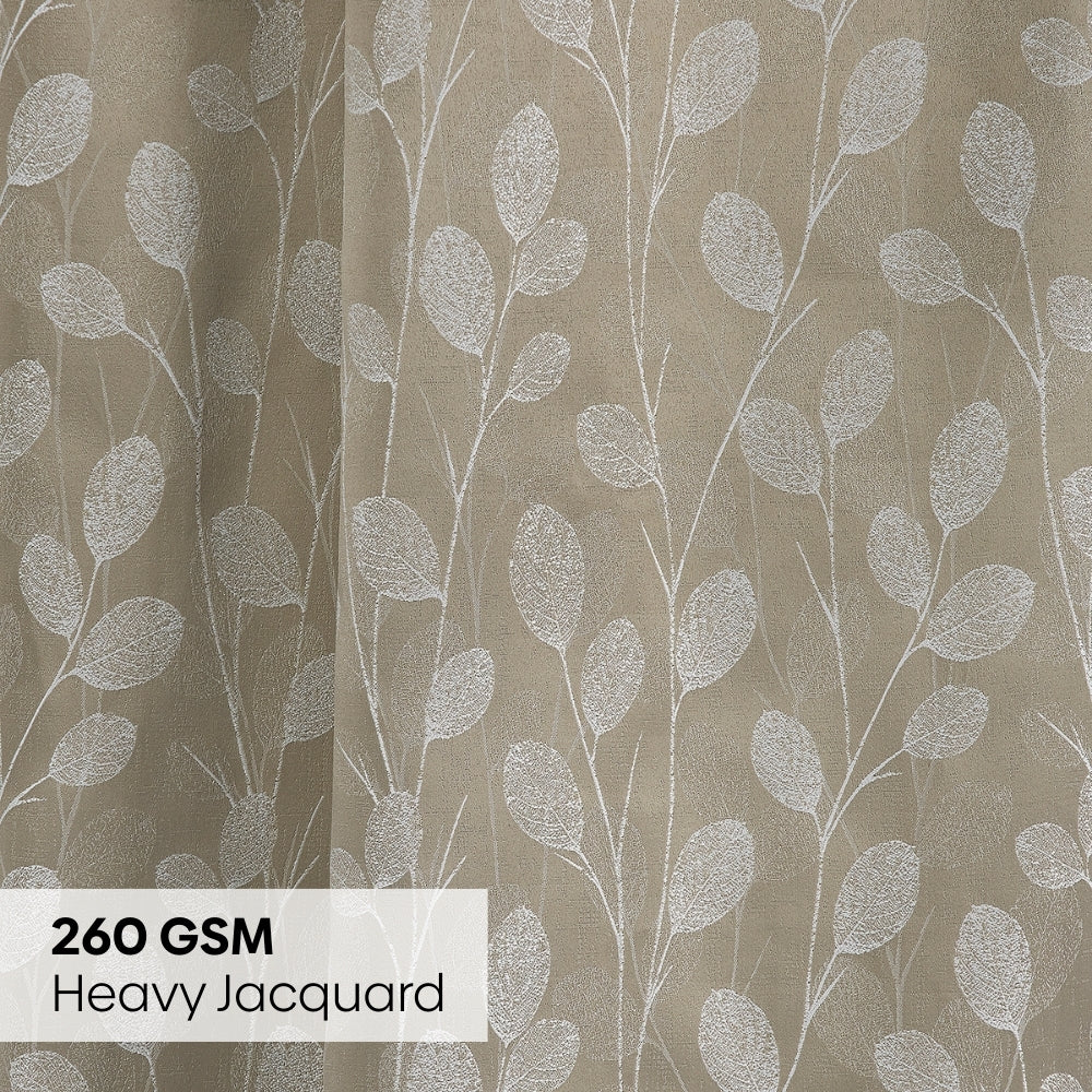 Polyester Jacquard Curtains Lunar Leaf, Stone