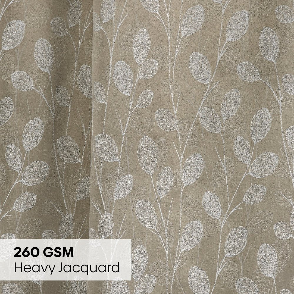 Polyester Jacquard Curtains Lunar Leaf, Stone - Jacquard Curtains | haus & kinder