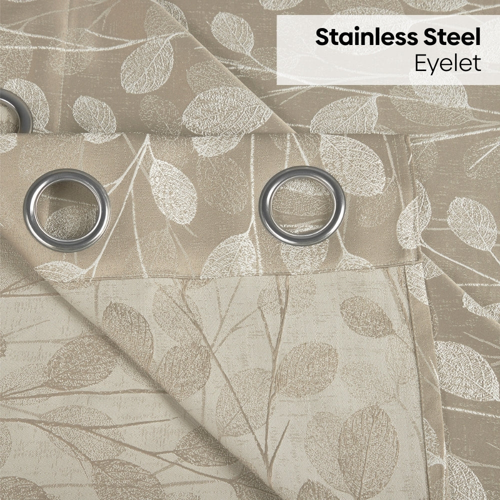 Polyester Jacquard Curtains Lunar Leaf, Stone