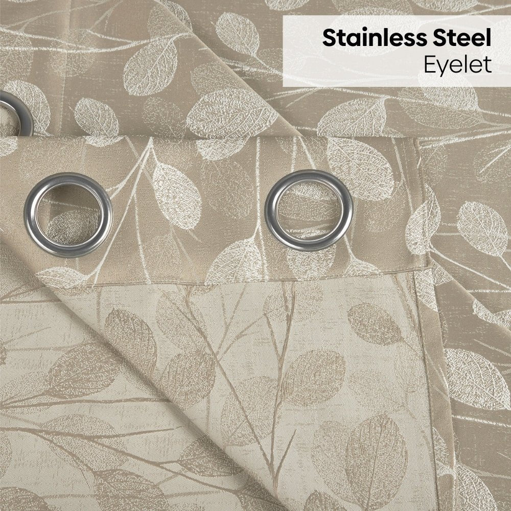Polyester Jacquard Curtains Lunar Leaf, Stone - Jacquard Curtains | haus & kinder