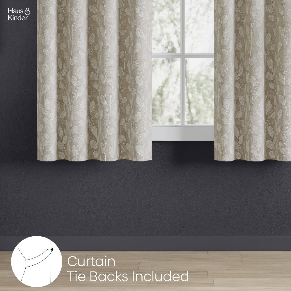 Polyester Jacquard Curtains Lunar Leaf, Stone - Jacquard Curtains | haus & kinder