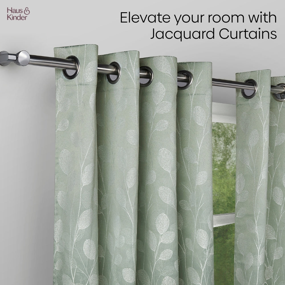 Polyester Jacquard Curtains Mint steam, Mint