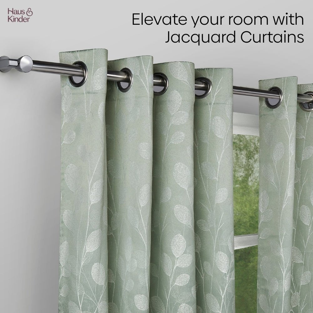 Polyester Jacquard Curtains Mint steam, Mint - Jacquard Curtains | haus & kinder