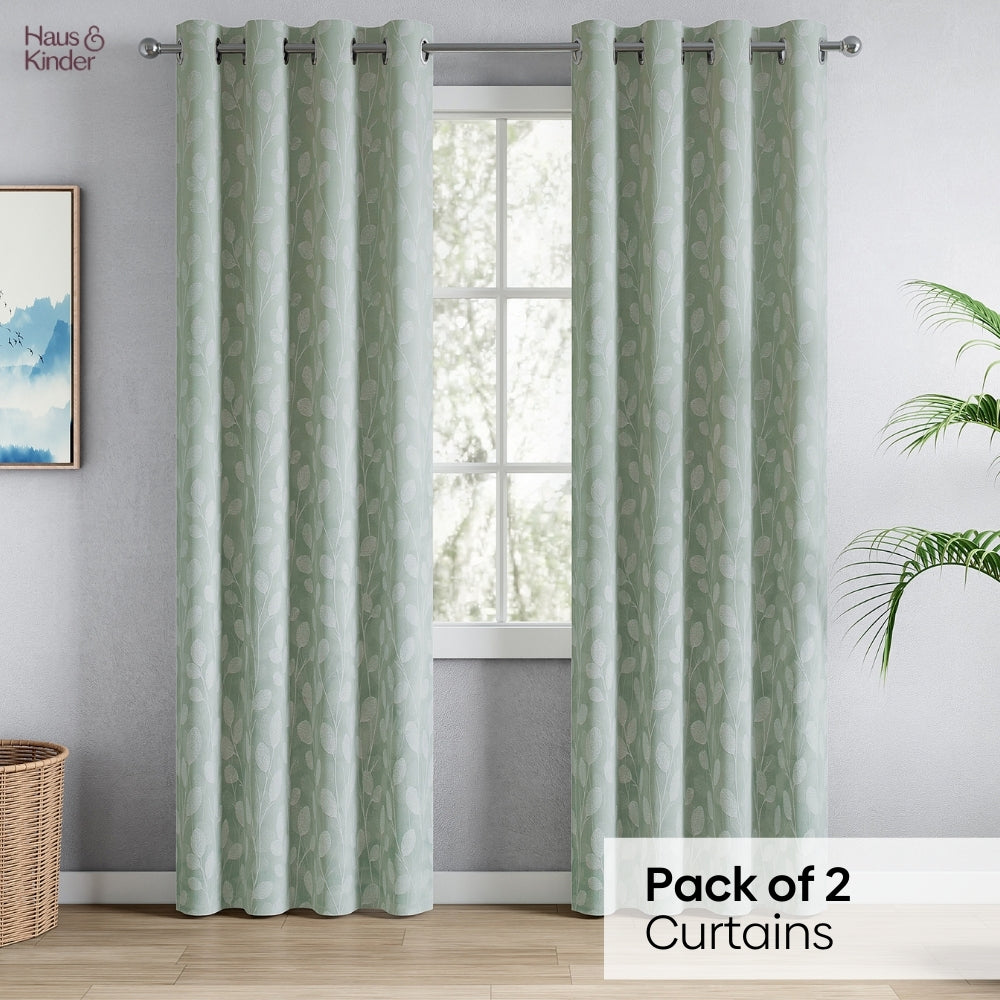 Polyester Jacquard Curtains Mint steam, Mint