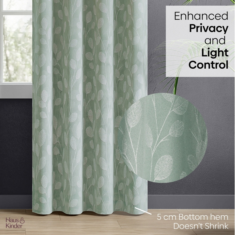 Polyester Jacquard Curtains Mint steam, Mint