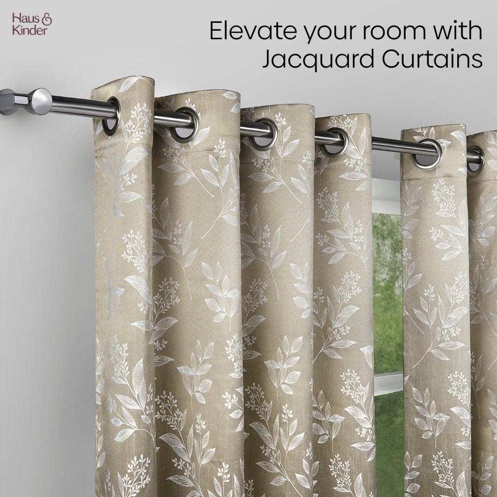 Polyester Jacquard Curtains Ashwood Bloom, Stone - Jacquard Curtains | haus & kinder