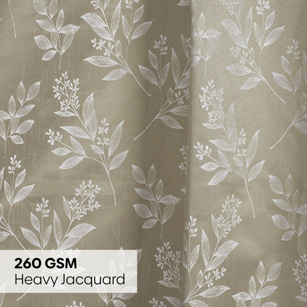 Polyester Jacquard Curtains Ashwood Bloom, Stone