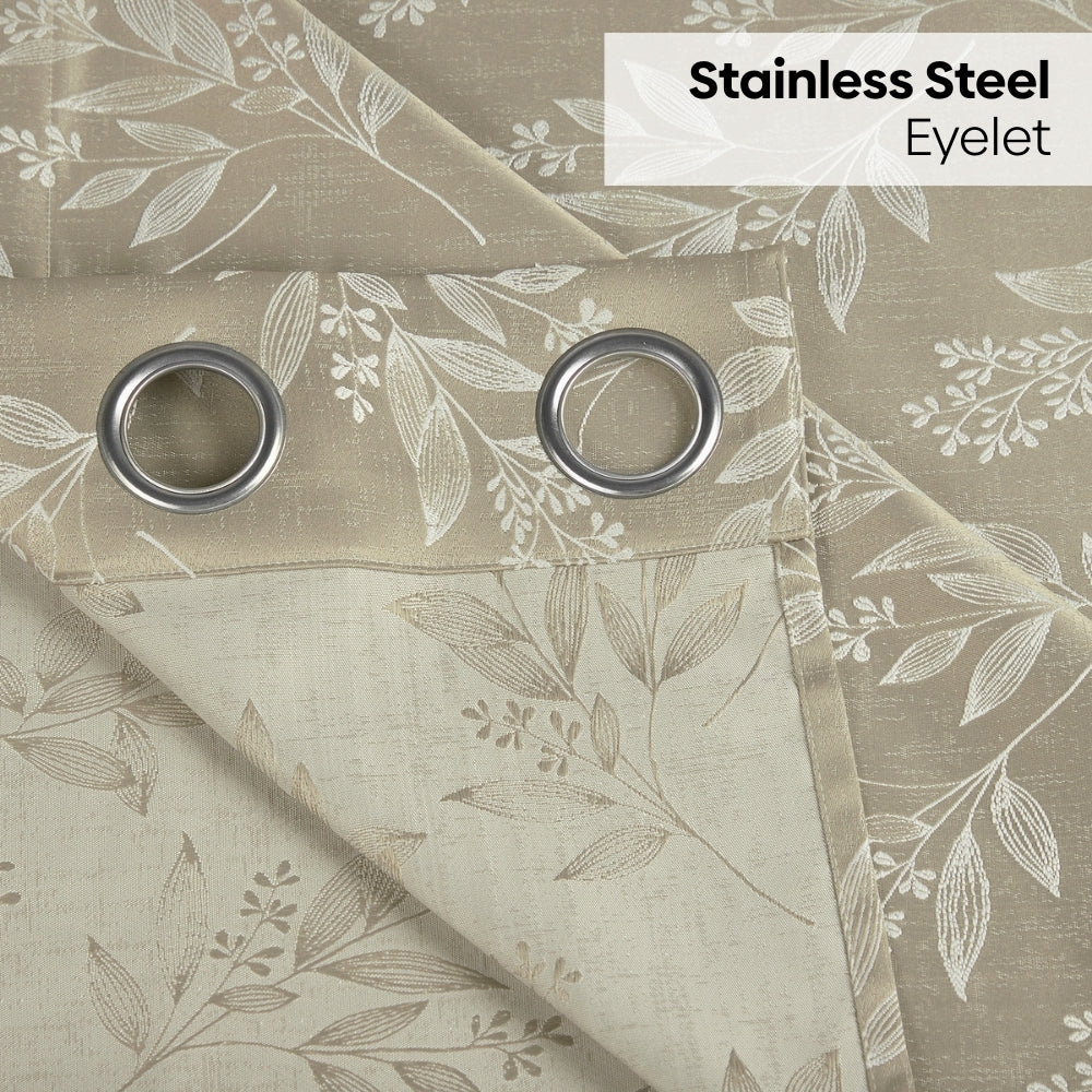 Polyester Jacquard Curtains Ashwood Bloom, Stone