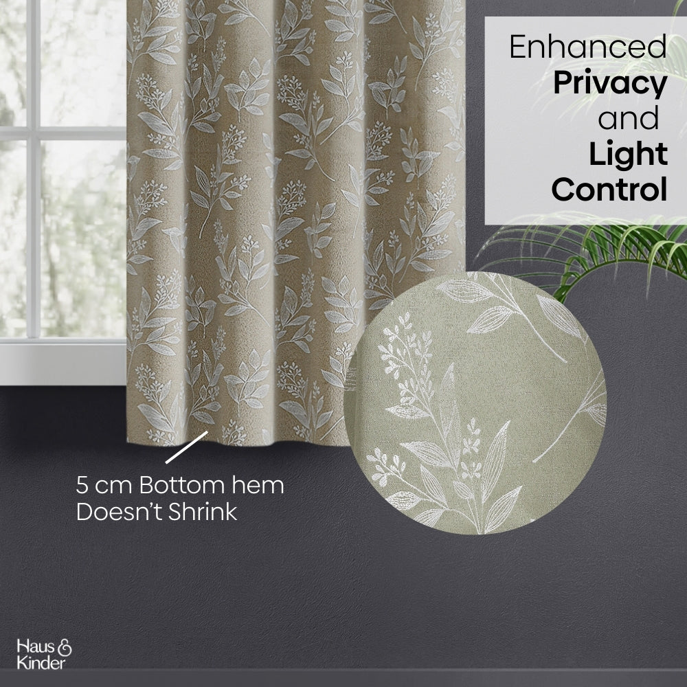 Polyester Jacquard Curtains Ashwood Bloom, Stone