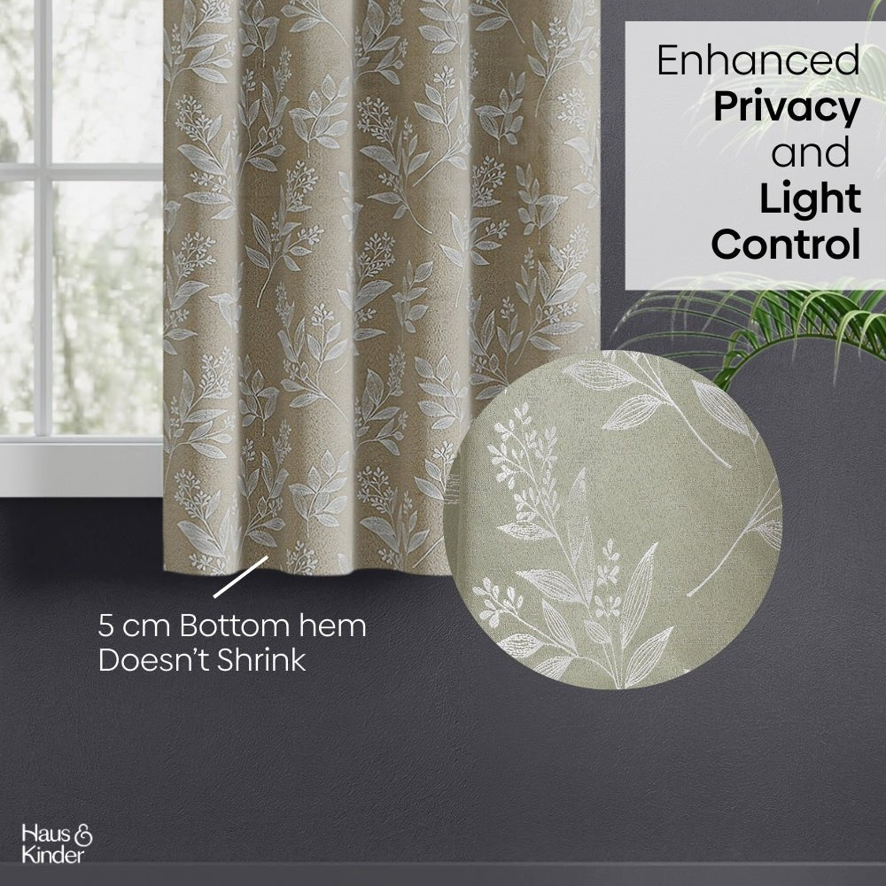 Polyester Jacquard Curtains Ashwood Bloom, Stone - Jacquard Curtains | haus & kinder