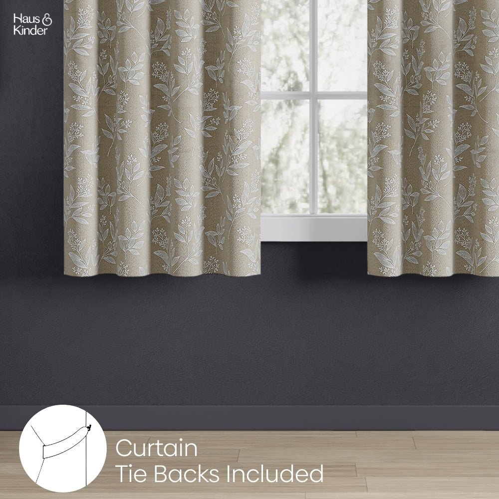 Polyester Jacquard Curtains Ashwood Bloom, Stone - Jacquard Curtains | haus & kinder