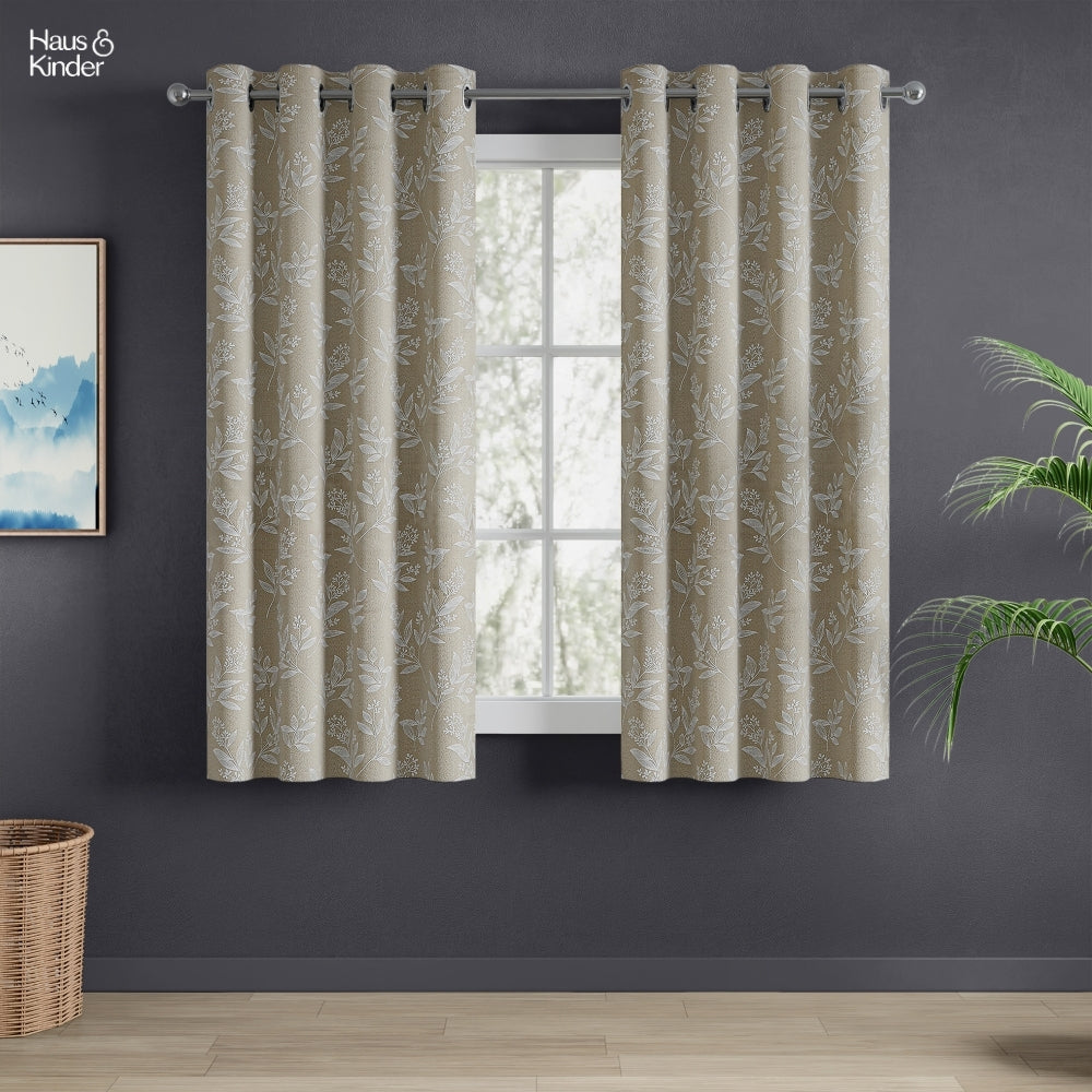 Polyester Jacquard Curtains Ashwood Bloom, Stone
