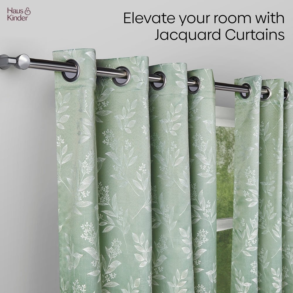 Polyester Jacquard Curtains Mint Grove, Mint - Jacquard Curtains | haus & kinder